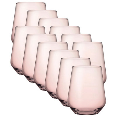 Queensway Home and Dining Queensway Home & Dining 425Ml 12 Pcs Pink Coloured Tumbler Short Cocktails Juice Glasses from B&Q