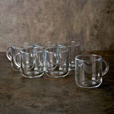 Queensway Home and Dining Queensway Home & Dining 245Ml 6Pcs Iconic Glass Mugs Coffee Hot Drinks Tea Cup Set With Handle