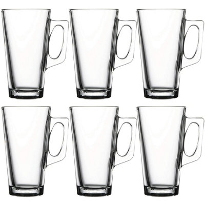Urbn-Living Queensway Home & Dining 385Ml 6 Pcs Tall Glass Drinking Coffee Tea Juice Mugs With Handle from B&Q