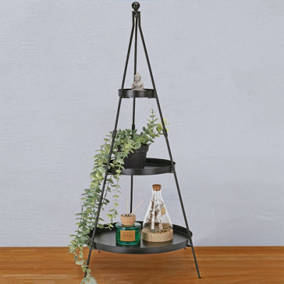 Urbn-Living Urbnliving 73Cm Tall 3 Tier Black Metal Pyramid Rack Display Stand Multiple Flower Plant Pot Holder from B&Q