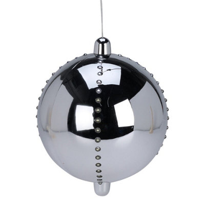 B&Q -  Urbnliving 15Cm Height Silver Led Light Up Ball Christmas Tree Warm White Timer Indoor Outdoor Decoration - Image 3
