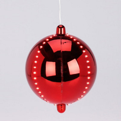 URBNLIVING 15cm LED Light Up Red Ball Christmas Tree Decoration Warm White Timer for Xmas Party/Wedding/Gaming Room Decoration Tree Lights Indoor Outdoor - Image 3