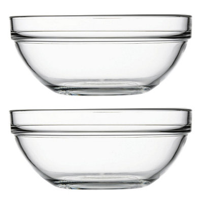 B&Q -  Queensway Home & Dining 1.7L 2 Pcs Clear Glass Mixing Bowl Cooking Baking Serving Vegetable Salad