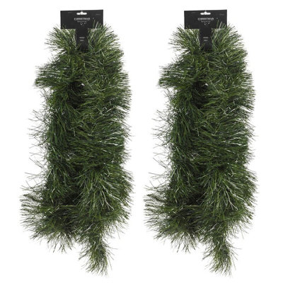 Urbn-Living Urbnliving 270Cm 2 Pcs Realistic Christmas Garland Green Leaf Fireplace Door Stairs Wreath Decor from B&Q