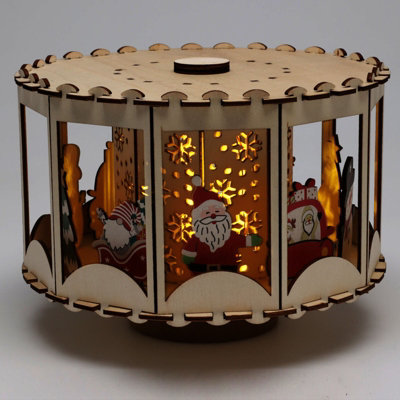 Urbn-Living Urbnliving 20Cm Width 6 Led Christmas Lamp Carousel Spinning Festive Scene Santa Decor Ornament from B&Q