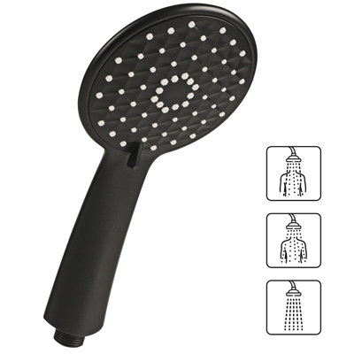 Urbn-Living Urbnliving 26Cm Height Universal Black 3 Mode Multi Function Anti Limescale Shower Head Water Saving from B&Q