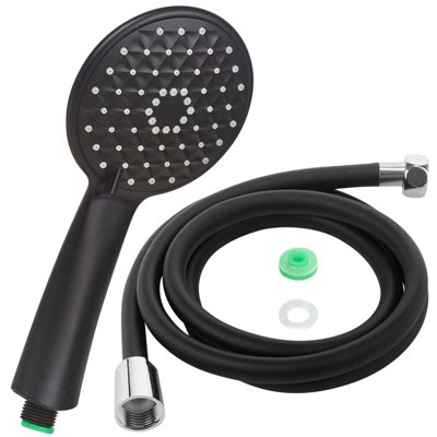 Urbn-Living Urbnliving 26Cm Height Universal Black Shower Head 3 Mode Function Anti Limescale Water Save With 1.5M Hose from B&Q