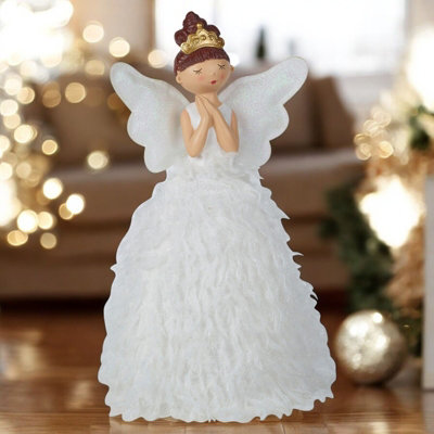 Urbn-Living Urbnliving 38Cm Height White Angel With Leds Christmas Holidays Fairy Art Ornament Bedroom & Home Decor from B&Q