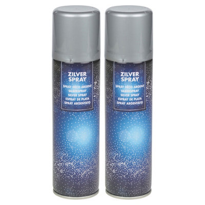 B&Q -  Urbnliving 150Ml 2 Pcs Silver Decorative Lacquer Airbrush Bottle Festive Craft Metallic Colour Decor