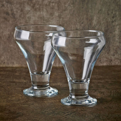 Queensway Home and Dining Queensway Home & Dining 305Ml 2 Pcs Clear Glass Footed Dessert Bowl Ice Cream Sundae Fruit Cocktail Salad Cups  Set