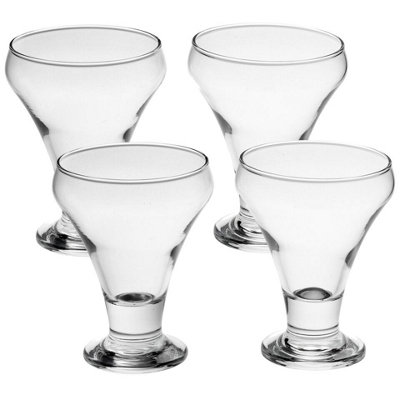 Queensway Home and Dining Queensway Home & Dining 305Ml 4 Pcs Clear Glass Footed Dessert Bowl Ice Cream Sundae Fruit Cocktail Salad Cups  Set