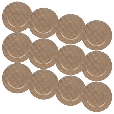Urbn-Living Urbnliving 33Cm Depth 12 Pcs Charger Table Plates Set Gold 3D Box Weave Design from B&Q