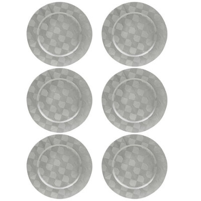 Urbn-Living Urbnliving 33Cm Depth 6 Pcs Charger Table Plates Set Silver 3D Box Weave Design from B&Q