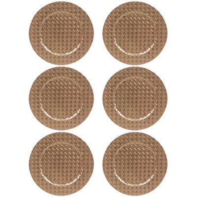 Urbn-Living Urbnliving 33Cm Depth 6 Pcs Charger Table Plates Set Gold 3D Box Mosaic Weave Design from B&Q