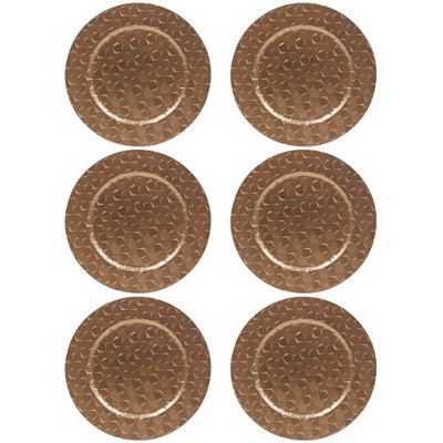 Urbn-Living Urbnliving 33Cm Depth 6 Pcs Charger Table Plates Set Gold 3D Box Pyramid Design from B&Q