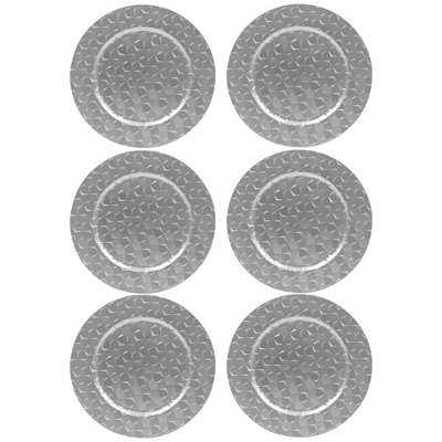 Urbn-Living Urbnliving 33Cm Depth 6 Pcs Charger Table Plates Set Silver 3D Box Pyramid Design from B&Q