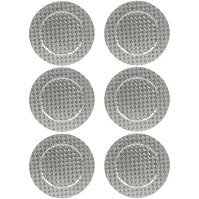 Urbn-Living Urbnliving 33Cm Depth 6 Pcs Charger Table Plates Set Silver 3D Box Mosaic Weave Design from B&Q