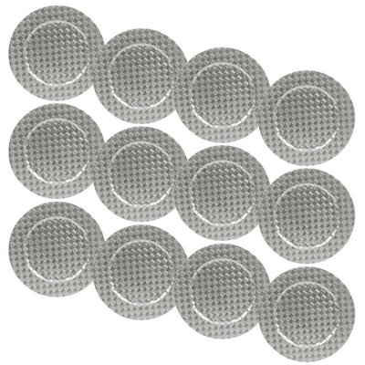 Urbn-Living Urbnliving 33Cm Depth 12 Pcs Charger Table Plates Set Silver 3D Box Mosaic Weave Design from B&Q
