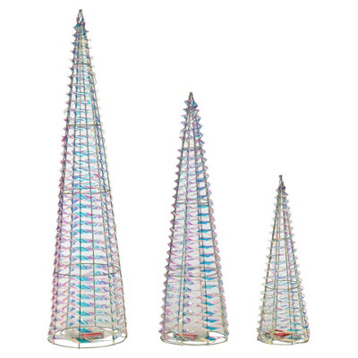 Urbn-Living Urbnliving 40Cm Height Iridescent Christmas Tree Cone Pyramid Led Fairy Lights Tower Xmas Decoration from B&Q