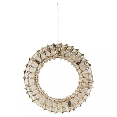 Urbn-Living Urbnliving 40Cm Round Gold Wreath Decoration With Led Lights Christmas Ornament Lights Hanging Xmas Decor from B&Q
