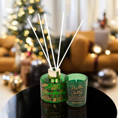 Urbn-Living Mistletoe & Fir Reed Diffuser Christmas Tree Box Gift Home Aromatherapy Fragrance Set 80Ml