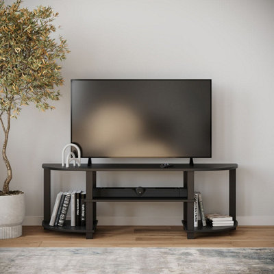 B&Q -  Urbnliving 120Cm Wide Tv Unit Stand S-Tube Entertainment Centre Storage Shelf Living Room Black Cabinet