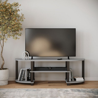 Urbn-Living 120Cm Wide Tv Unit Stand S-Tube Entertainment Centre Storage Shelf Living Room Cabinet Grey
