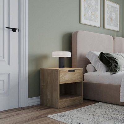 Urbn-Living Urbnliving 47Cm Height Drawer Bedside Oak Table Nightstand Shelf Cabinet Storage Unit Bedroom Furniture from B&Q