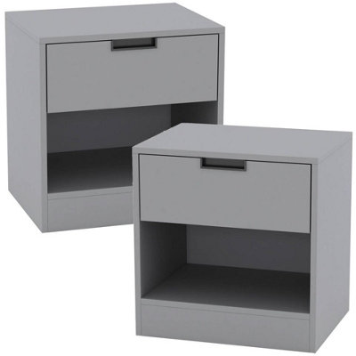 Urbn-Living Urbnliving 47Cm Height Drawer Bedside Grey Table Nightstand Shelf Cabinet Storage Unit Bedroom Furniture Set Of 2 from B&Q