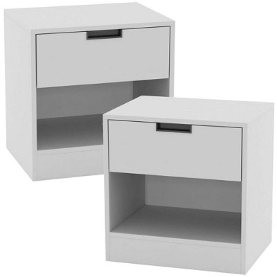 Urbn-Living Urbnliving 47Cm Height Drawer Bedside White Table Nightstand Shelf Cabinet Storage Unit Bedroom Furniture Set Of 2 from B&Q