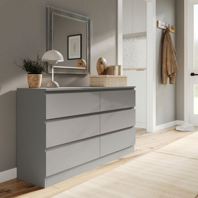 Urbn-Living Urbnliving 120Cm Width Grey Wooden Chest Of 6 Drawers Bedroom Furniture Storage Bedside Table Modern Cabinet from B&Q
