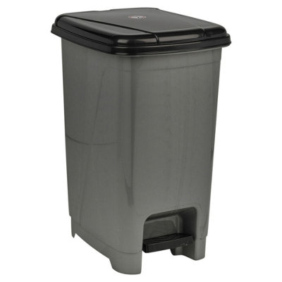 Urbn-Living Urbnliving 15L Grey Slim Plastic Pedal Bin Waste Refuse Rubbish Recycling Can Kitchen Bathroom Dustbin from B&Q