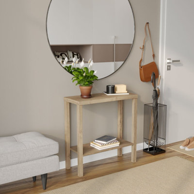 Urbn-Living Urbnliving 75Cm Height 2-Tier Wooden Narrow Console Side Oak Table Entryway Hallway Furniture Home Office Unit from B&Q