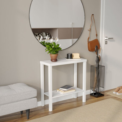 Urbn-Living Urbnliving 75Cm Height 2-Tier Wooden Narrow Console Side White Table Entryway Hallway Furniture Home Office Unit from B&Q