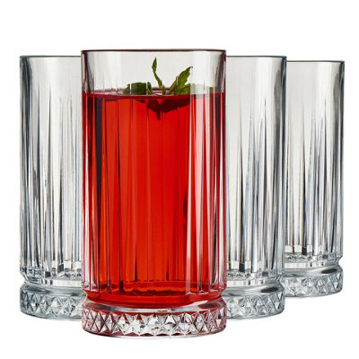 Queensway Home and Dining Queensway Home & Dining 435Ml Drinking Whiskey Clear Glass Tumblers Tall Glassware Set Of 4 from B&Q