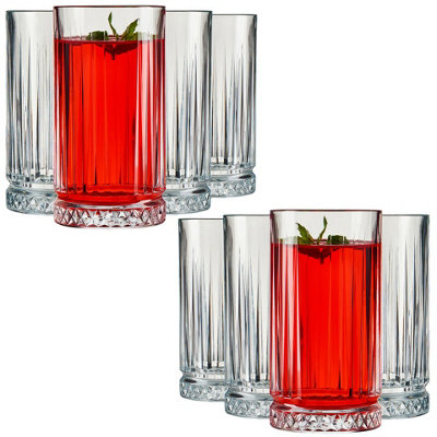 Queensway Home and Dining Queensway Home & Dining 435Ml Drinking Whiskey Clear Glass Tumblers Tall Glassware Set Of 8 from B&Q