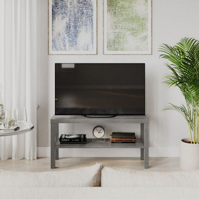 Urbn-Living Urbnliving 90Cm 2 Tier Tv Bench Entertainment Media Stand Cabinet Wooden Storage Display UnitCedar Grey from B&Q