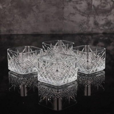 Queensway Home and Dining Queensway Home & Dining 8 Cm Round 4 Pcs Clear Glass Serving Dessert Ice Cream Stackable Dishes Fruit Pudding Bowls from B&Q