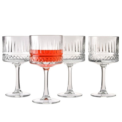 Queensway Home and Dining Queensway Home & Dining 500Ml 4Pcs Glass Large Stemmed Cocktail Goblets Drinking Glassware Set from B&Q