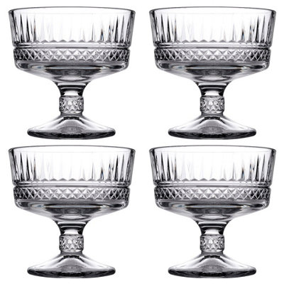 Queensway Home and Dining Queensway Home & Dining 10Cm Round 4 Pcs Clear Glass Footed Ice Cream Sundae Fruit Cocktail Dessert Dishes Cups Bowls