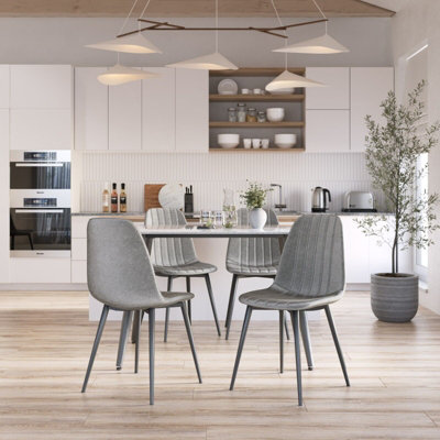 Urbn-Living Urbnliving Anti Stain Velvet Dining Chairs Padded Seat Metal Legs For Kitchen Office4Xgrey from B&Q