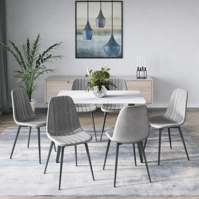 Urbn-Living Urbnliving Anti Stain Velvet Dining Chairs Padded Seat Metal Legs For Kitchen Office6Xgrey from B&Q