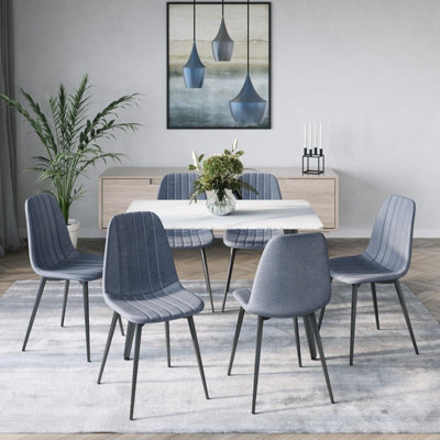 B&Q -  Urbnliving Anti Stain Velvet Dining Chairs Padded Seat Metal Legs For Kitchen Office6Xjeans