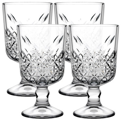 Queensway Home and Dining Queensway Home & Dining 330Ml 4Pcs Glass Stemmed Red Wine Cocktail Goblets Drinking Glassware Set from B&Q