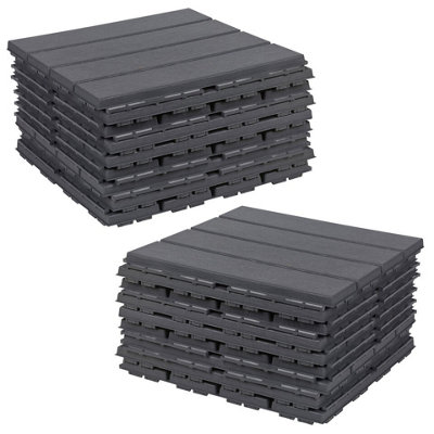 B&Q -  Urbnliving 18Pc Anthracite Colour Interlocking Plastic Garden Path Floor Tiles Decking Patio Grid Lawn