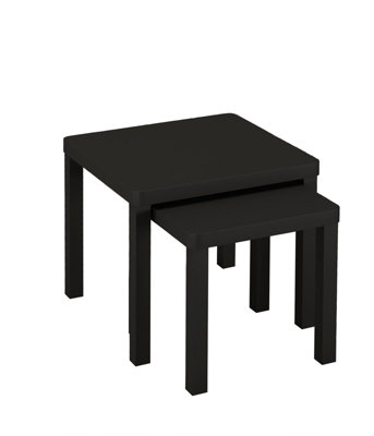 B&Q -  Urbnliving Set Of 2 Square Wooden Nesting Stacking Coffee Side Tables Living Room FurnitureBlack