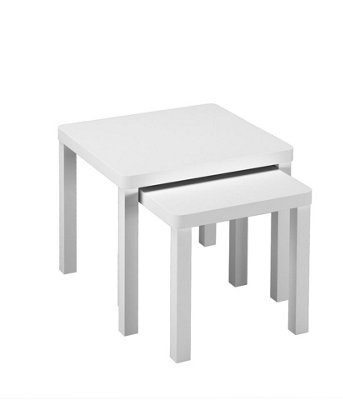Urbn-Living Urbnliving Set Of 2 Square Wooden Nesting Stacking Coffee Side Tables Living Room FurnitureWhite from B&Q