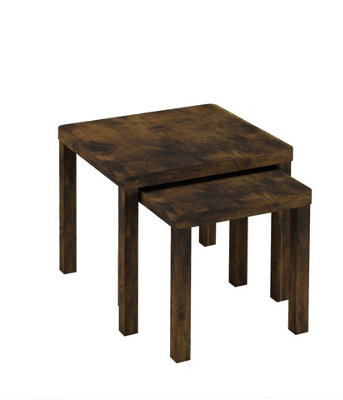Urbn-Living Urbnliving Set Of 2 Square Wooden Nesting Stacking Coffee Side Tables Living Room FurnitureRustic Brown from B&Q