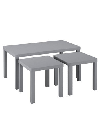 Urbn-Living Urbnliving Wooden Nesting Stacking Grey Color Coffee Side Centre Tables Living Room FurnitureSet Of 3 from B&Q
