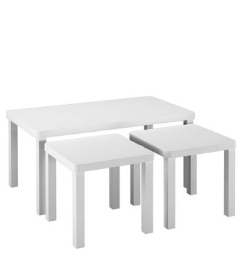 Urbn-Living Urbnliving Wooden Nesting Stacking White Color Coffee Side Centre Tables Living Room FurnitureSet Of 3 from B&Q